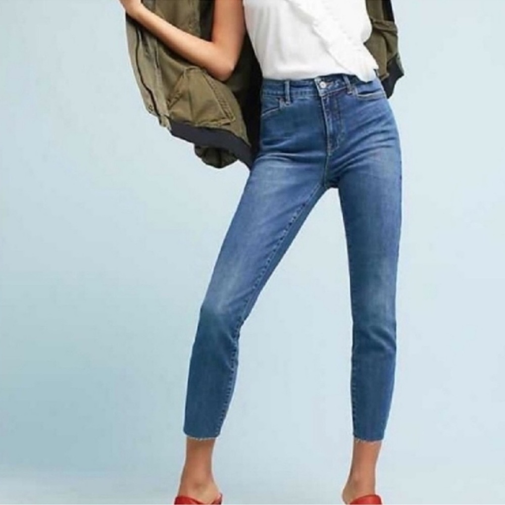 Pilcro and the Letterpress Script Jeans Sz 26 Raw Hem High Rise